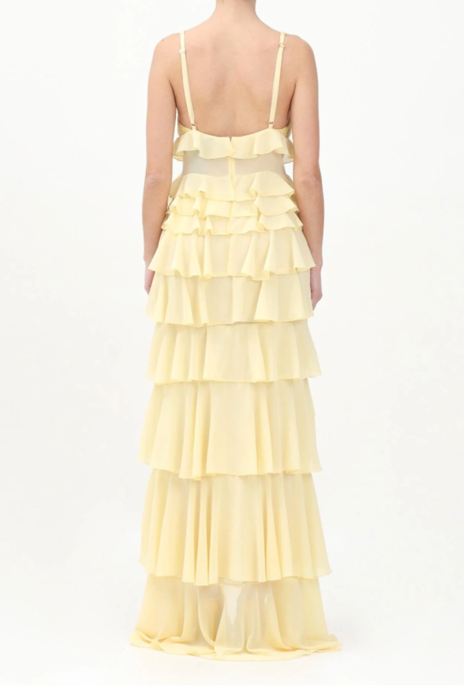 New With Tags Elisabetta Franchi Layered Maxi Dress in Yellow