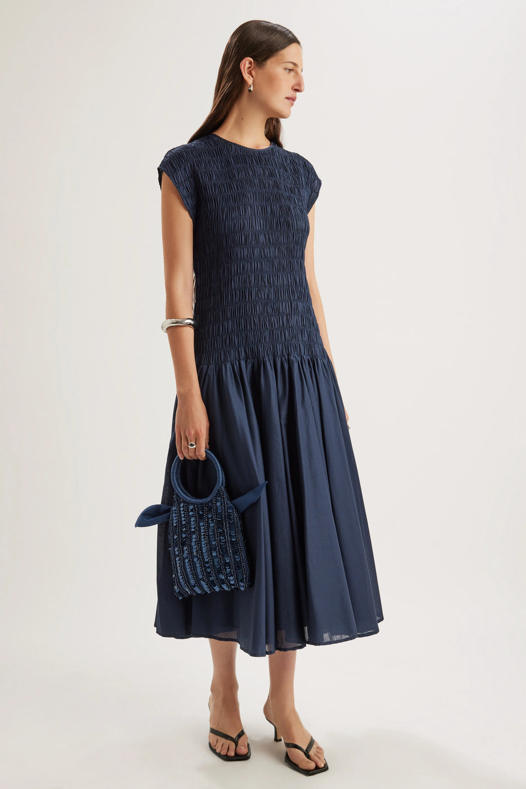 Merlette Maris Embellished Macramé Bag in Midnight