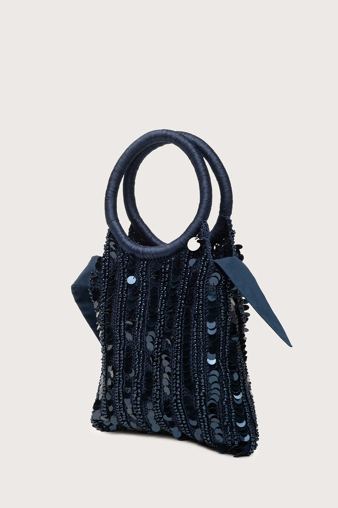 Merlette Maris Embellished Macramé Bag in Midnight