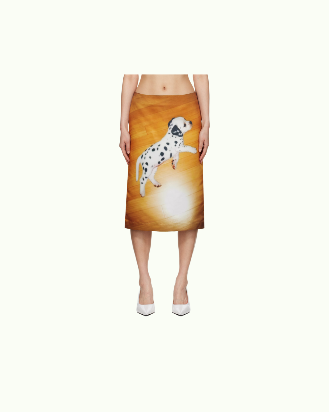 Yellow and Black Printed Midi Skirt