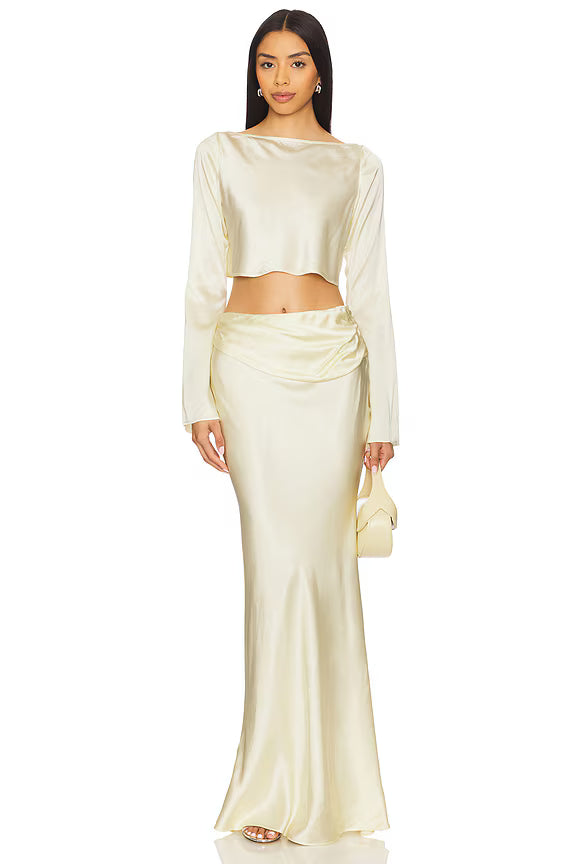 Camila Coelho Enza Maxi Skirt in Butter Yellow - Size XS