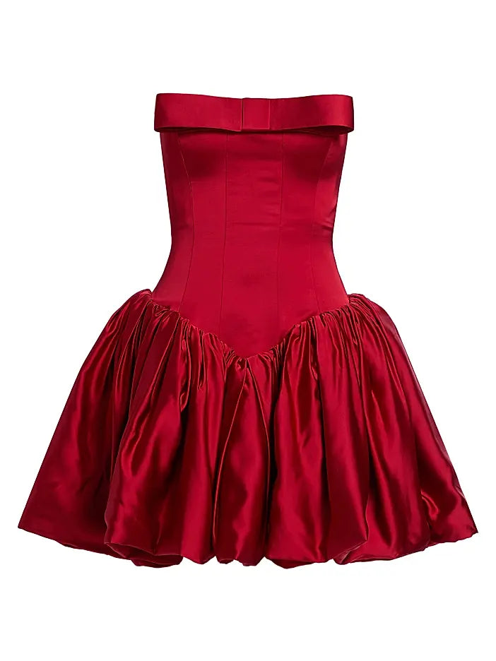 amur red dress Amur Fit + Flare Mini Dress – Return Soon