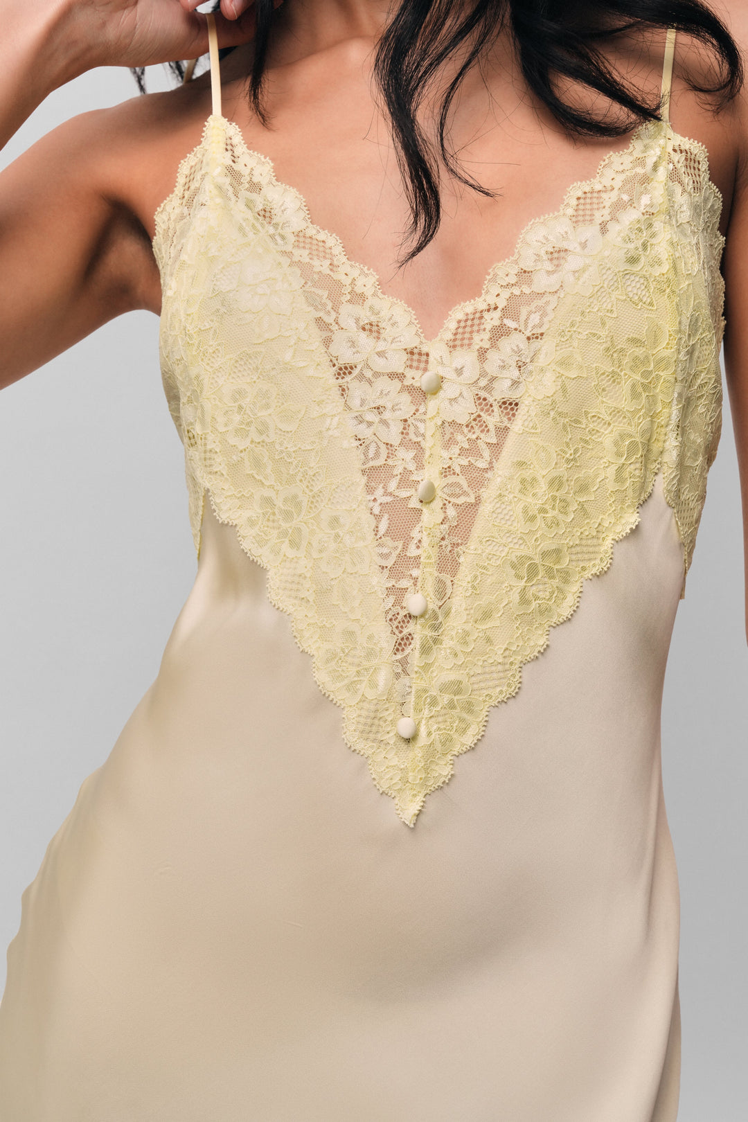 Guizio The Nova Slip Mini Dress in Honey Butter Yellow