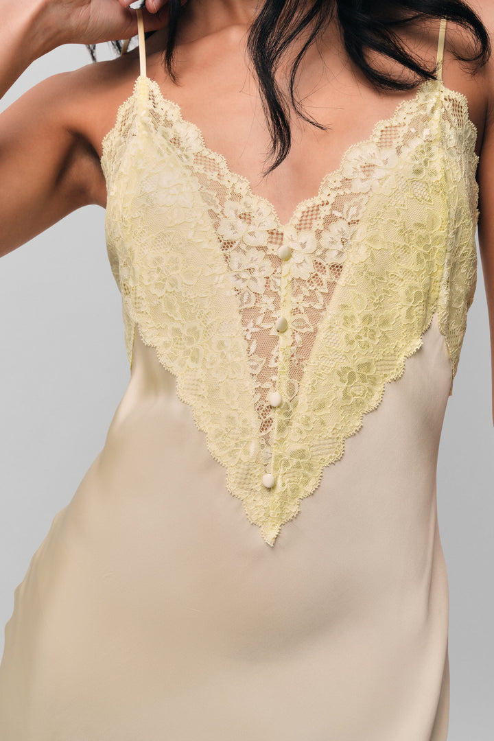 Guizio The Nova Slip Mini Dress in Honey Butter Yellow