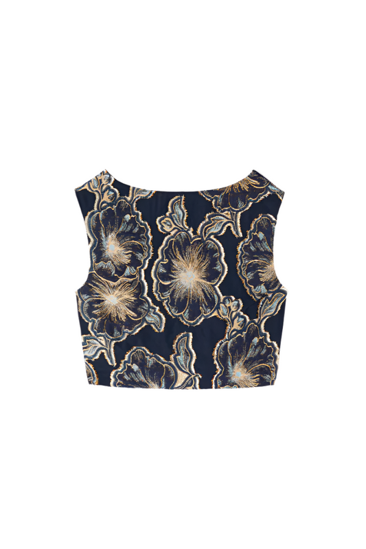 Destree Midnight and Gold Cropped Top
