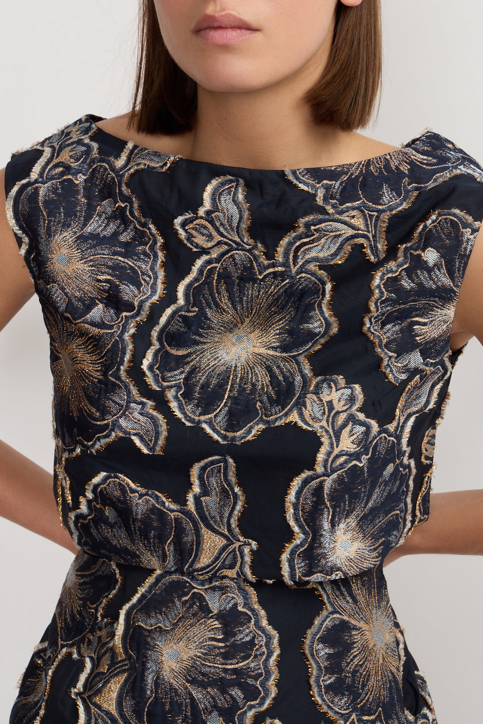 Destree Midnight and Gold Cropped Top