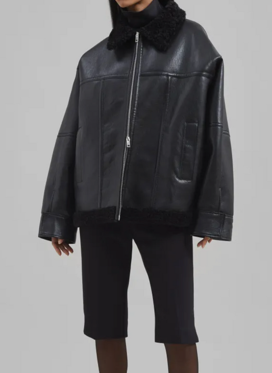 Ivanka Faux Leather Shearling Jacket