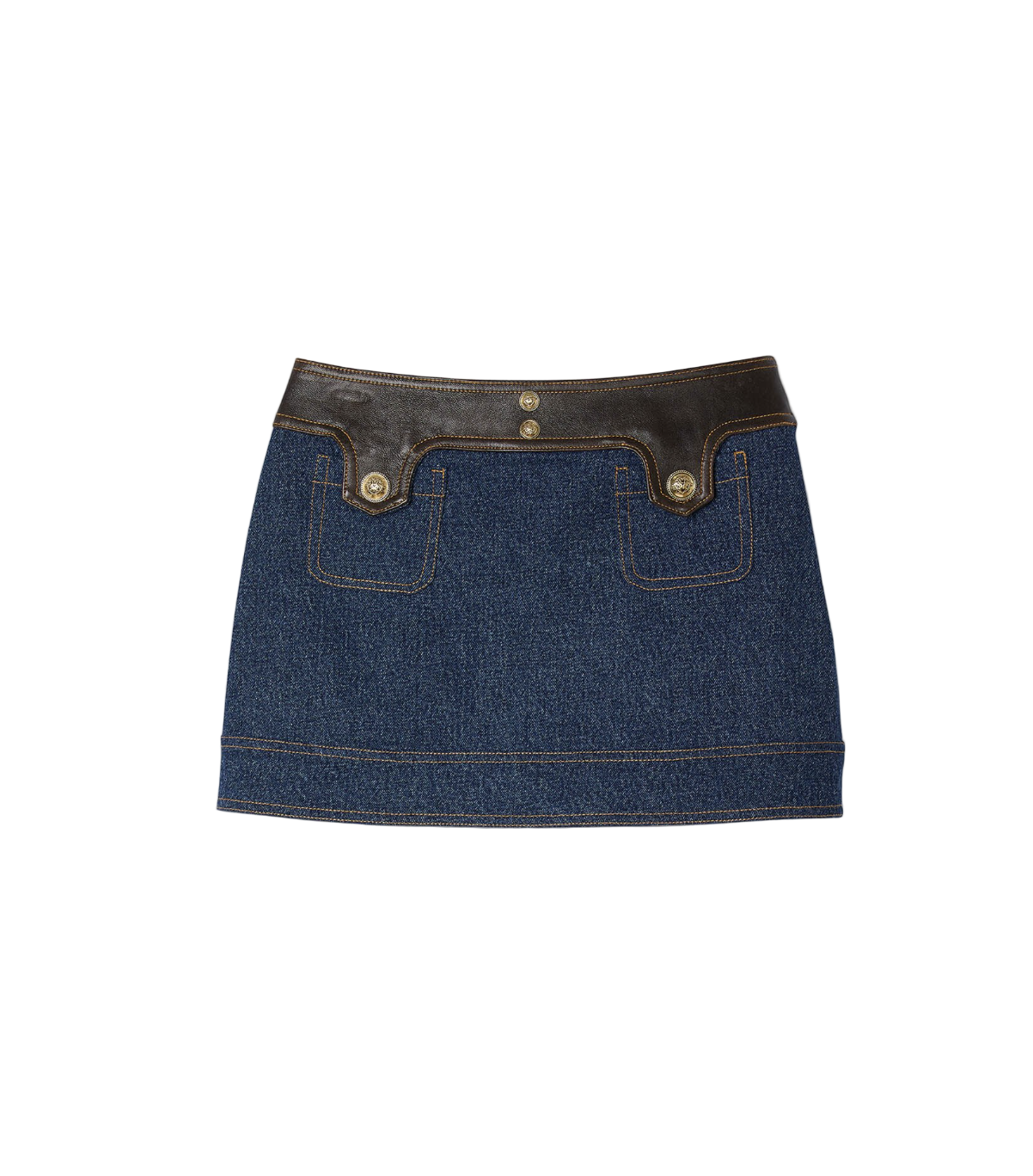 Sandro Mini Denim & Leather Skirt