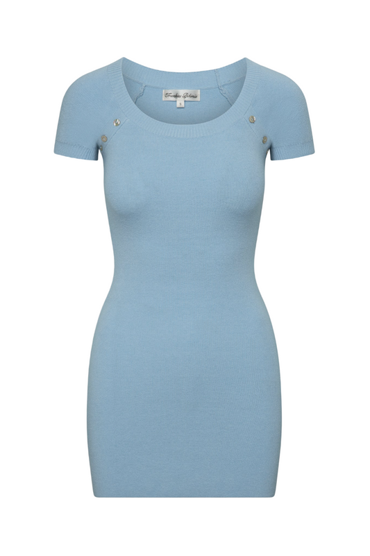 Frankie's Bikinis Haze Knit Mini Dress in Blue Vanilla
