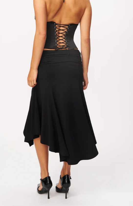 Danielle Guizio Soffiano Midi Skirt in Black - Size S