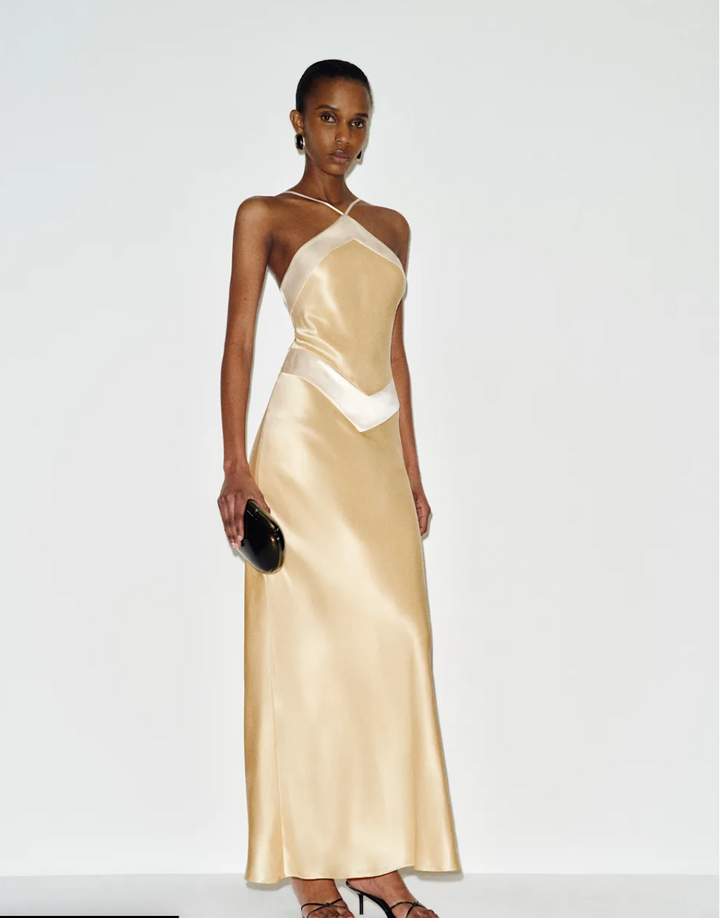 Reformation Jillian Silk Maxi Dress in Parmesan - Size 0