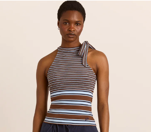 Damson Madder Oriana High Neck Tank in Blue Stripe - Size 2 (Sold Out in 2)