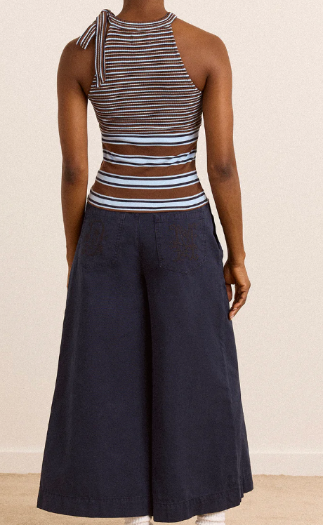 Damson Madder Oriana High Neck Tank in Blue Stripe - Size 2 (Sold Out in 2)