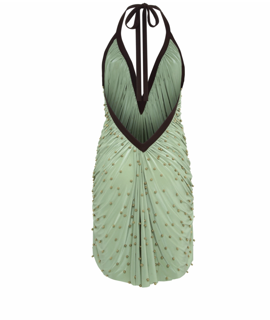 SIEDRÉS Halter Mini Dress in Sage - Size XS