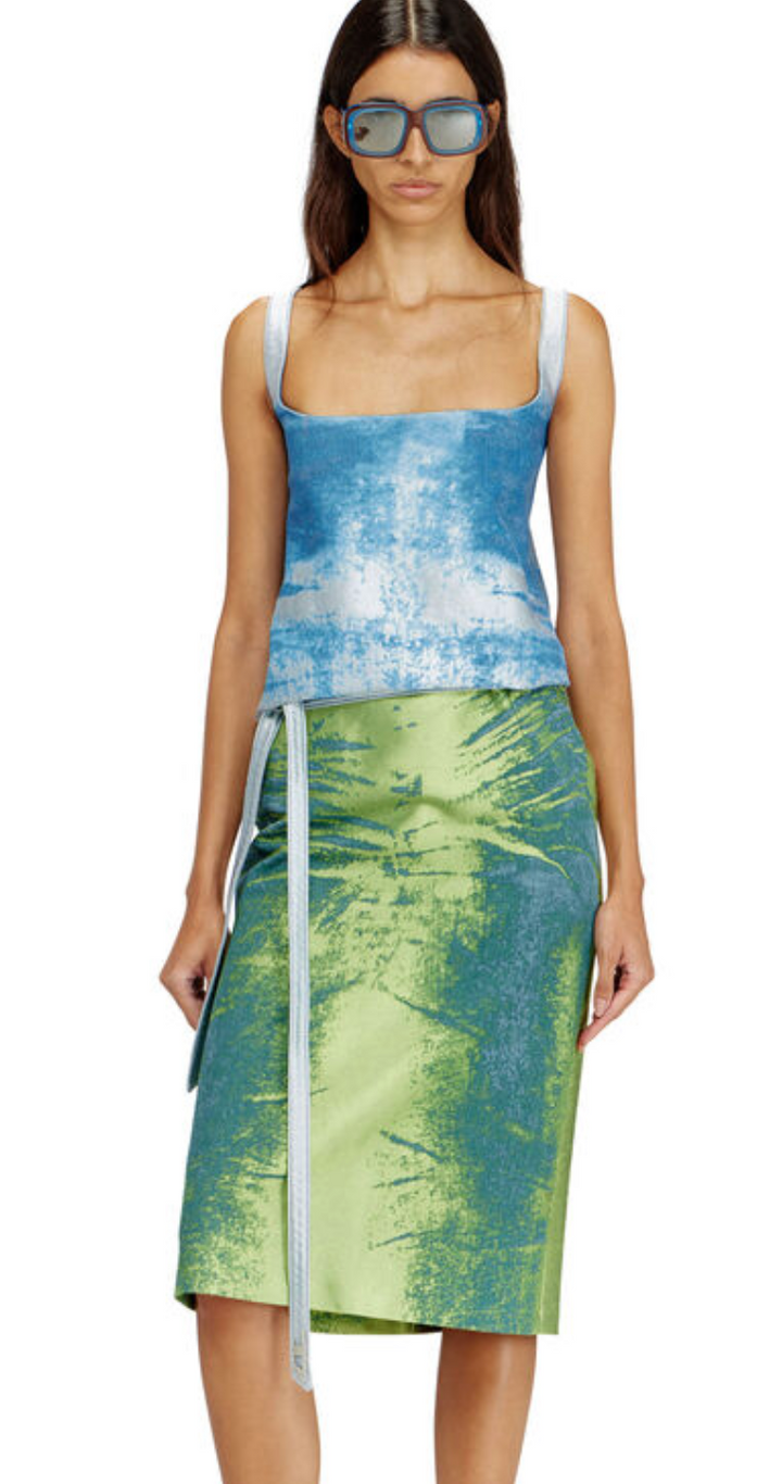 Diesel De Sanat Midi Dress in Blue/Green - Size M