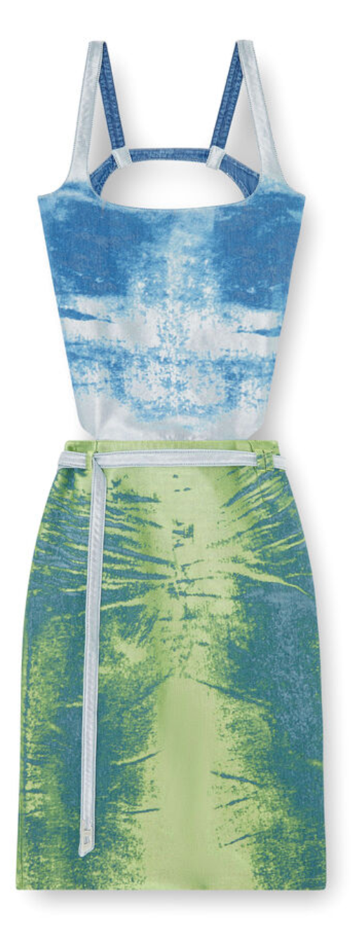 Diesel De Sanat Midi Dress in Blue/Green - Size M