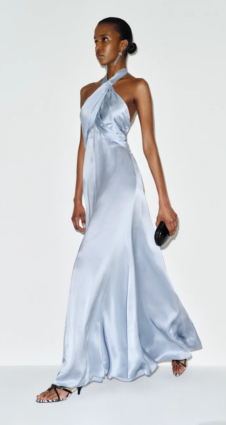 Reformation Veria Silk Maxi Dress in Cloud Blue - Size 0