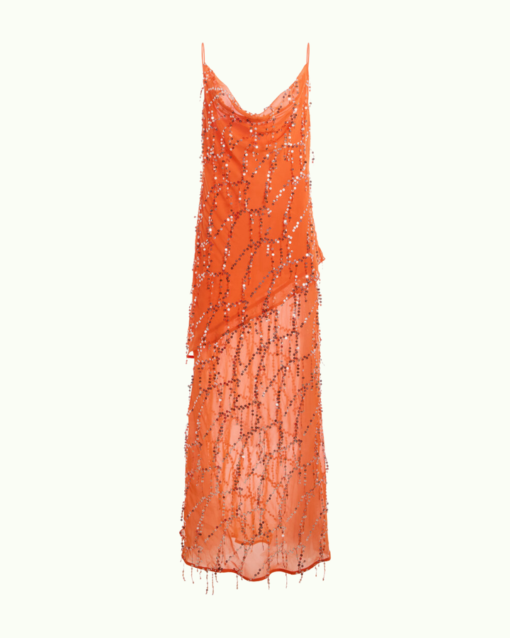 Third Form Refract Bias Maxi Dress in Tangerine - Size 4