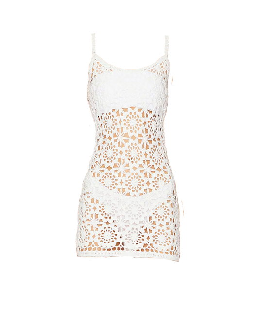 New With Tags Frankie's Bikinis Sunshine Crochet Mini Dress
