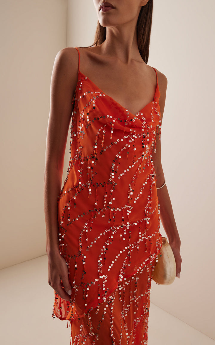 Third Form Refract Bias Maxi Dress in Tangerine - Size 4